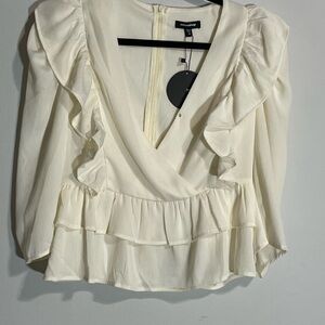 Mittoshop Cream Ruffle Blouse